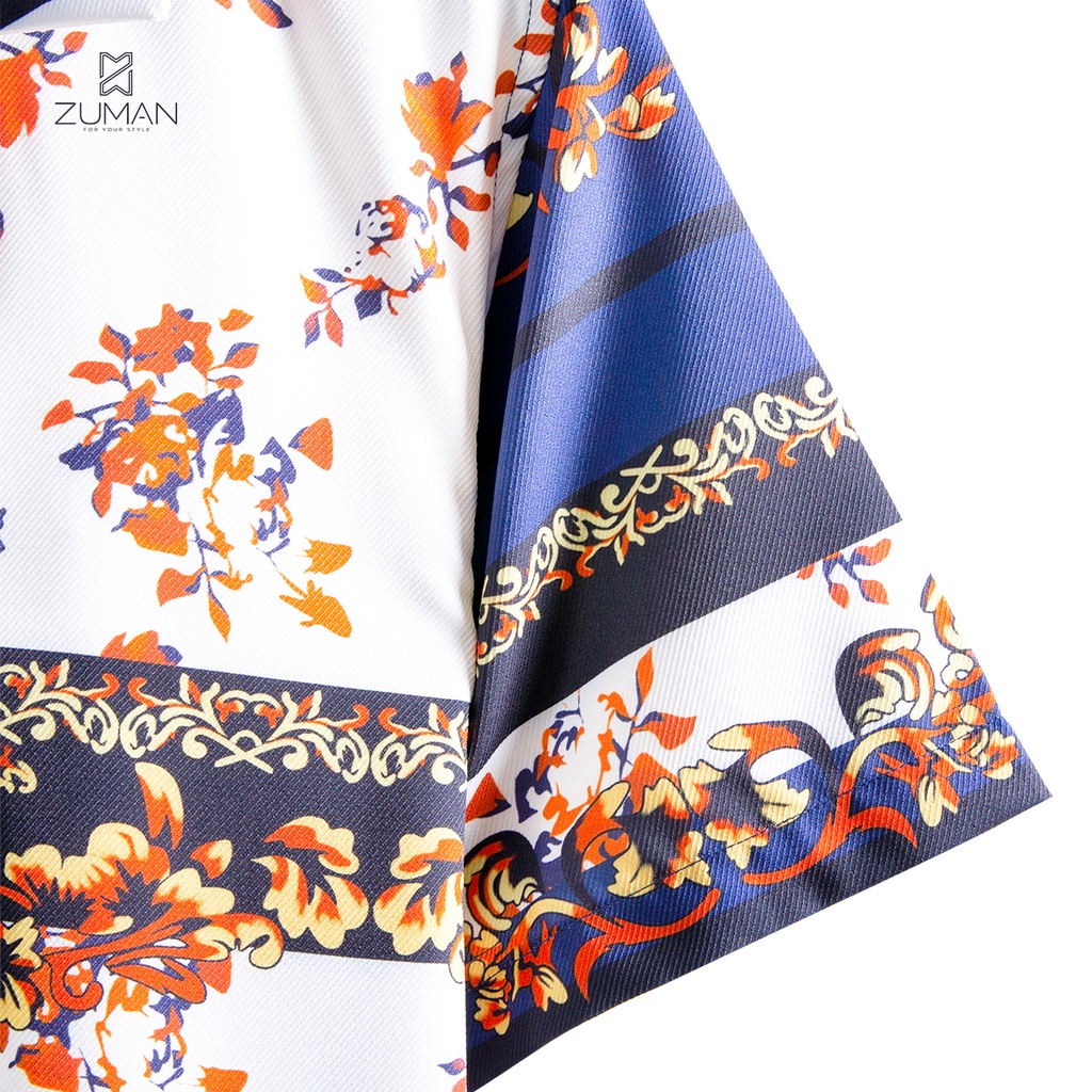 Áo sơ mi nam ngắn tay vải lụa thiết kế hoạ tiết vương giả - ZUMAN - ASM120 | BigBuy360 - bigbuy360.vn