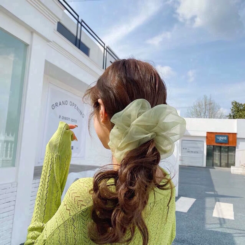 Oversized Organza Elastic Hair Rope/ Elegant Large Fairy Chiffon Ponytail Holder Women Girl's Hair Accessories