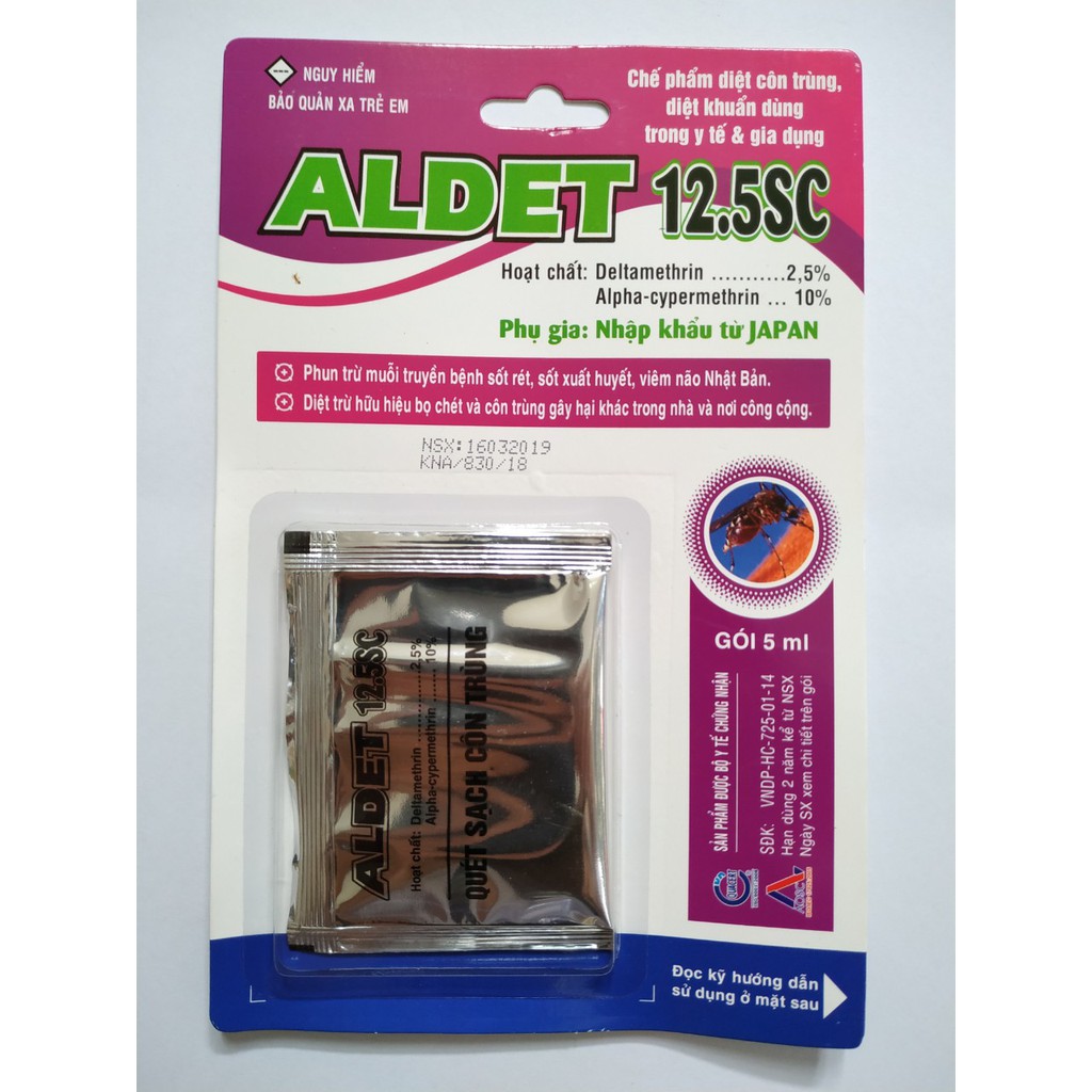 Chế phẩm trị côn trùng, diệt khuẩn dùng trong y tế và gia dụng- ALDET 12.5SC 5ML