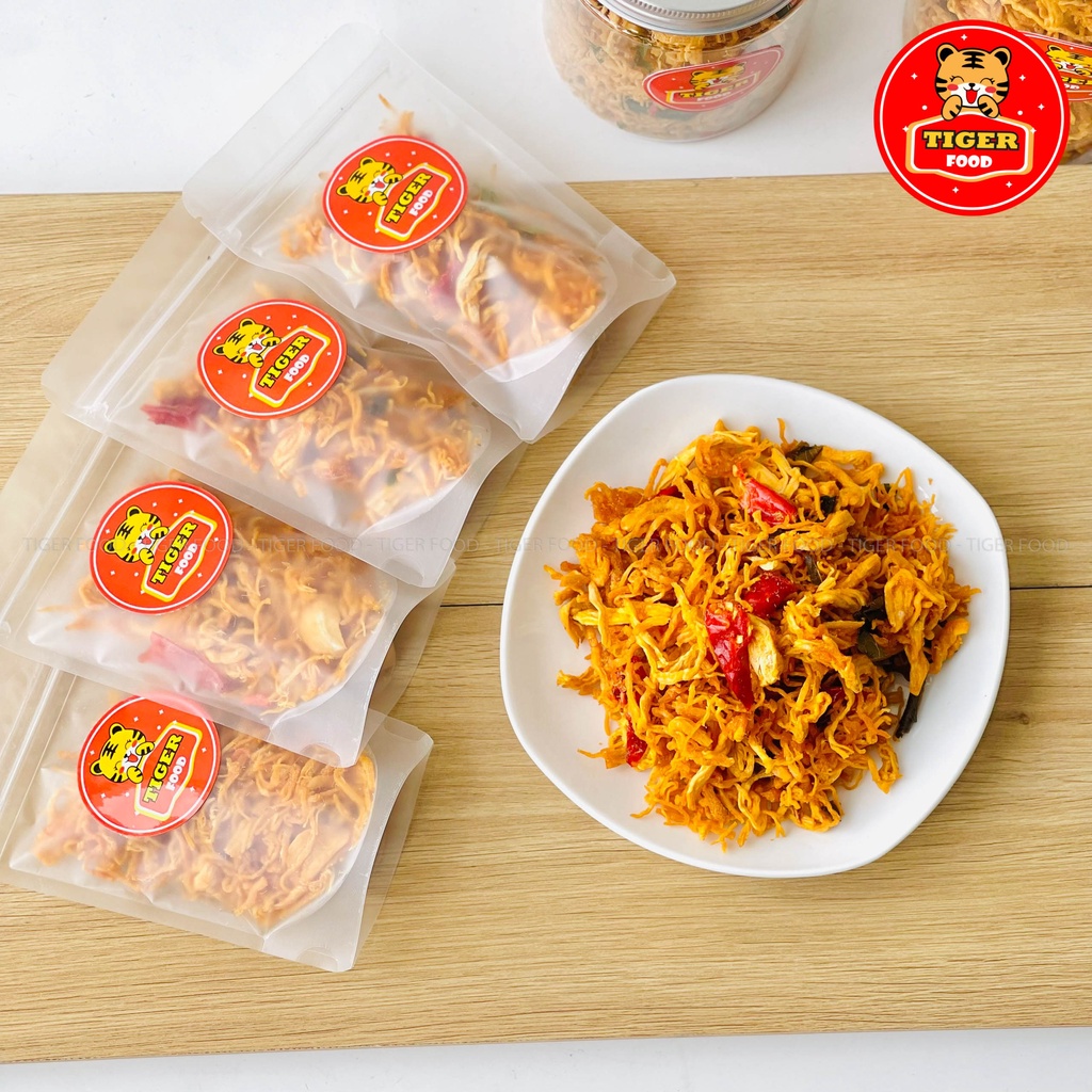 Khô Gà Lá Chanh 💖TIGER FOOD💖 Gói Dùng Thử Túi Zip 50g Khô Gà Lá Chanh - Bơ Tỏi Đậm Vị Siêu Ngon Nhà Làm
