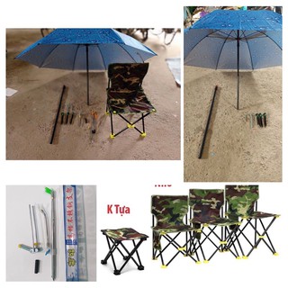 [Bền-Đẹp]ComBo Bộ Ghế Câu Cá  Gấp Gọn +Ô+ Chống Cần Câu Cá Tiện Lợi Du Lịch Dã Ngoại