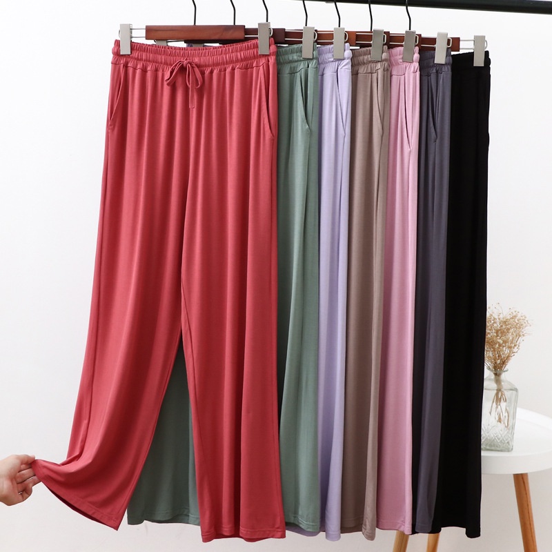 Hàng Có Sẵn Quần Dài Rộng Cotton Modal Cỡ Lớn Dáng Rộng Thông Thường Dành Cho Nữ