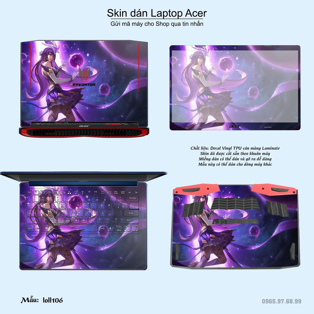 Skin dán Laptop Acer in hình Liên Minh Huyền Thoại nhiều mẫu 15 (inbox mã máy cho Shop)