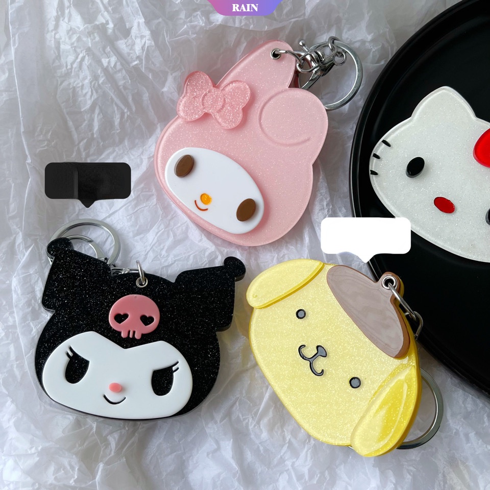 Sanrio Móc Khóa Hình Búp Bê Cinnamoroll Kuromi My Melody Hello Kitty Lấp Lánh Nhỏ Hình Tròn Nhỏ
