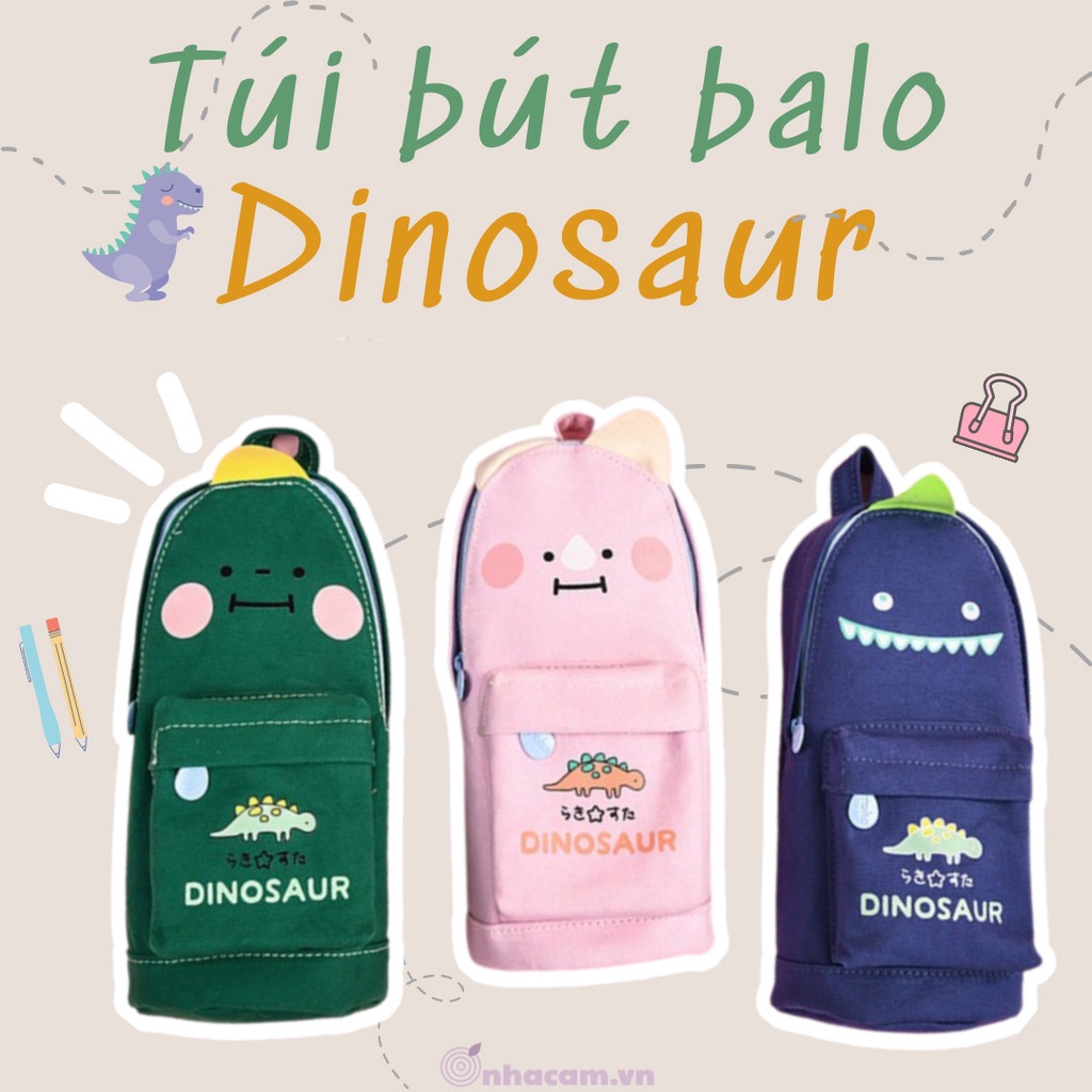 Túi Bút Balo Dinosour Vải Nhà Cam