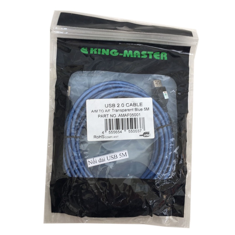 Cáp nối dài USB 5m KingMaster AMAF05001 chuẩn 2.0 - Hãng phân phối