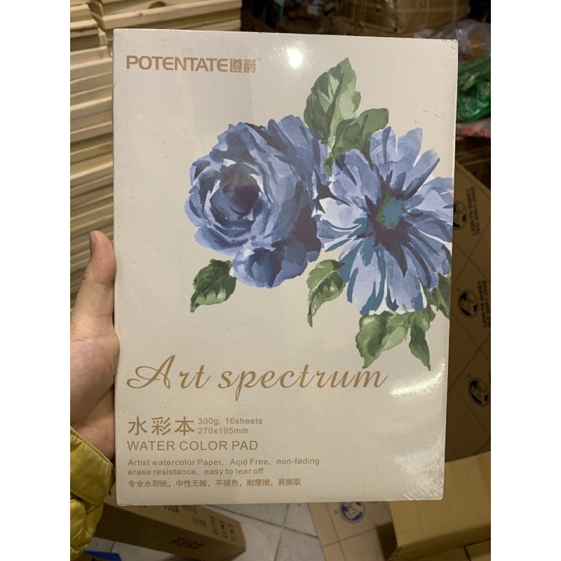 Sổ vẽ hoa hồng Potentate A4 300gsm- bìa trắng hoa xanh