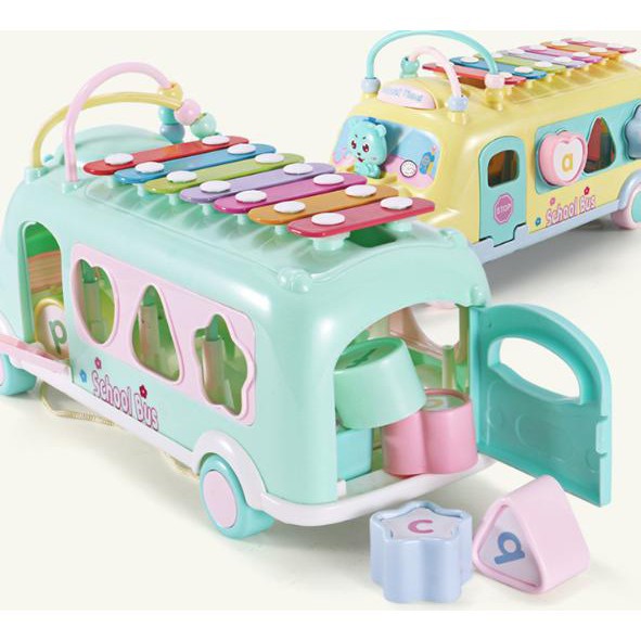 ĐỒ CHƠI XE BUS THẢ HÌNH KHỐI KÈM ĐÀN PIANO CHO BÉ