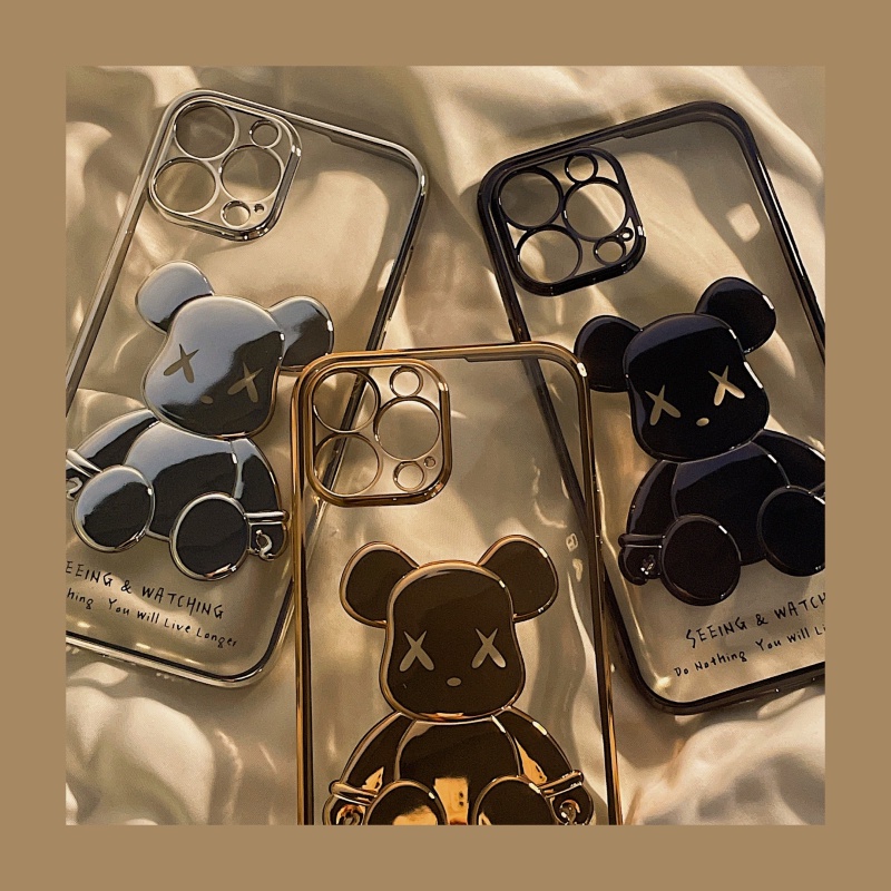 Ốp Điện Thoại TPU Mềm Họa Tiết Gấu 3D Bảo Vệ Ống Kính Cho iPhone 14 13 12 11 Pro Max Mini XS XR X 8 7 6 6S Plus + SE 2020