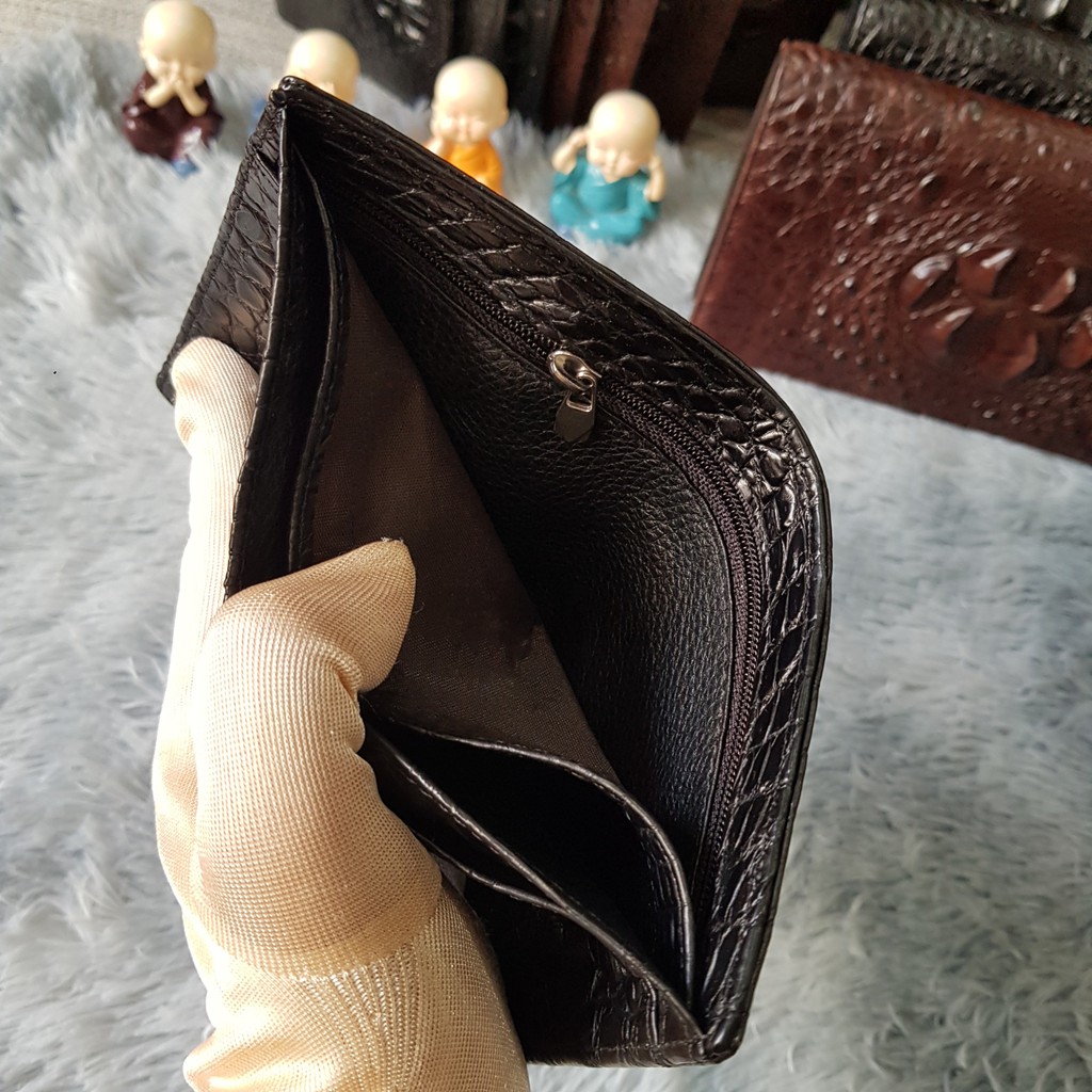 Ví Da Cá Sấu, Da Bụng | Ví Cá Sấu 2 Mặt, Ví Da Cá Sấu, Bóp Cá Sấu, Ví Cá Sấu Màu Đen | Dáng Đứng, Bóp Cá Sấu Nguyên Tấm