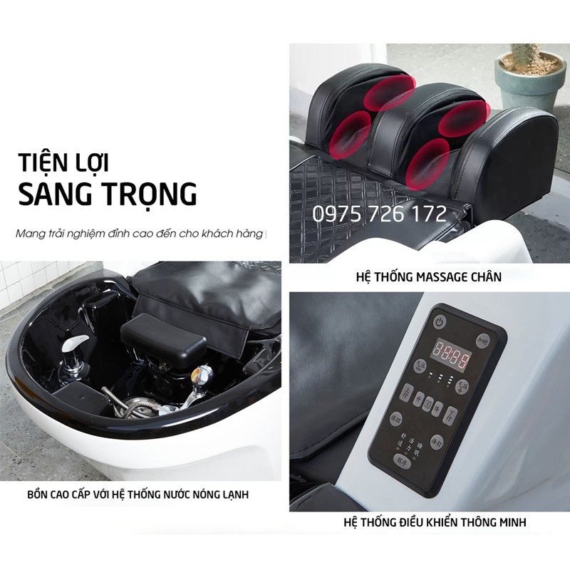 Giường gội đầu massage đa năng, Giường gội đầu 2 in 1 cao cấp trang bị máy massage toàn thân