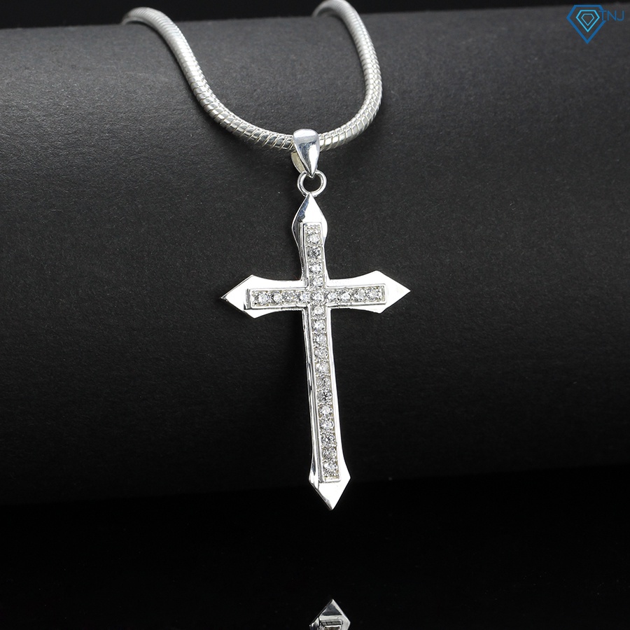 Dây chuyền bạc 925 nam mặt thánh giá đính đá DCA0058 Trang Sức TNJ