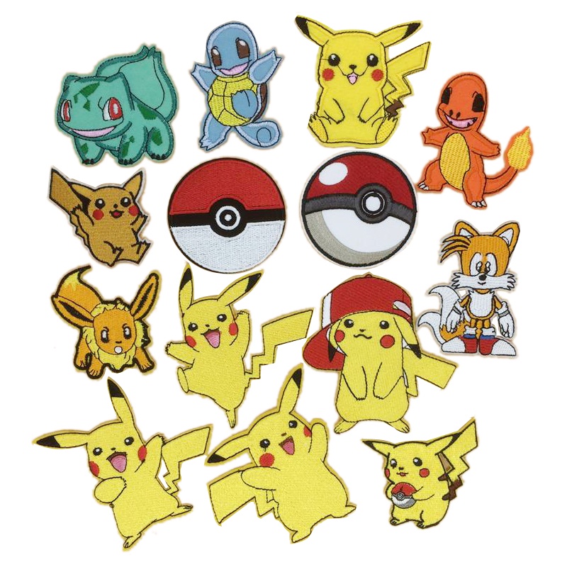 Miếng Dán Ủi Quần Áo Thêu Hình Pokemon Pikachu diy