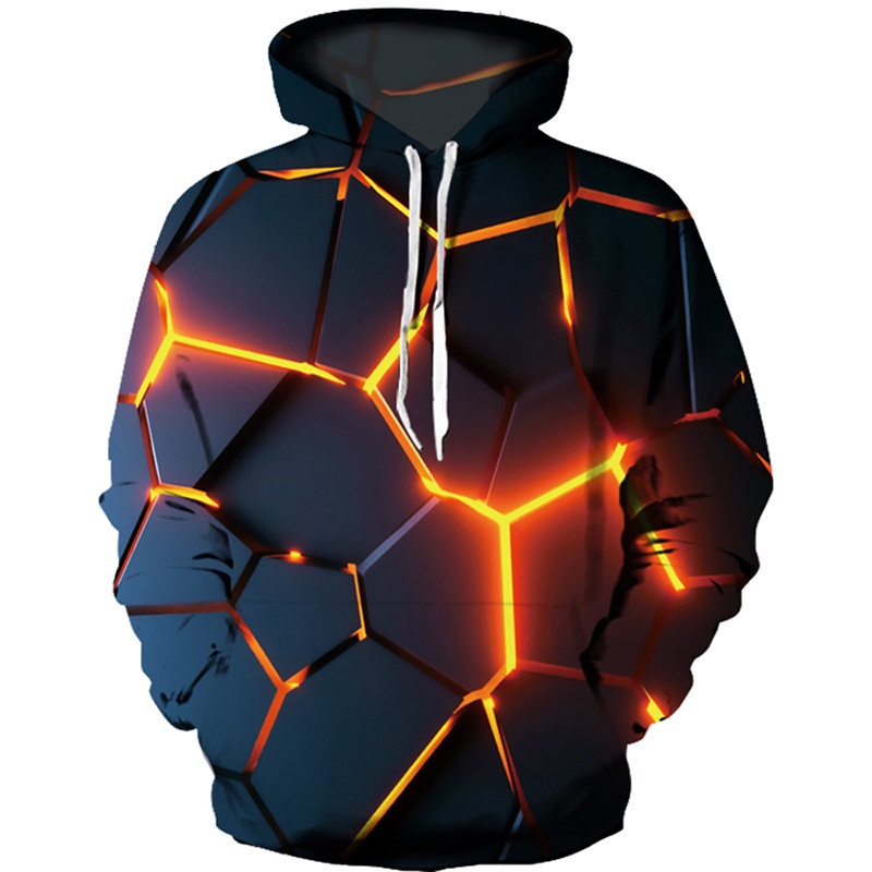 Áo Khoác Hoodie Màu Đen Dạ Quang In Hình Ngọn Lửa 3d Thời Trang Thu Đông 2022 Cho Nam Và Nữ