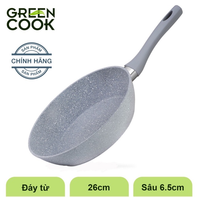 Chảo Đá sâu lòng chống dính dùng được bếp từ, từ size: 20, 22, 24, 26, 28, 30 cm thương hiệu Green Cook