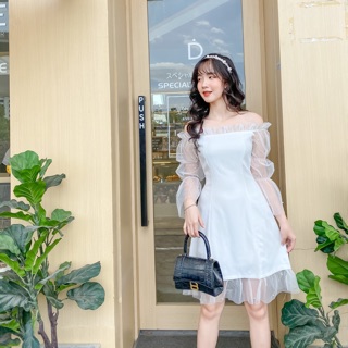 Váy voan trễ vai đính ngọc