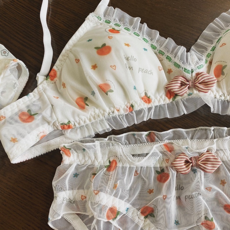 Set áo ngực ren lưới hoạ tiết trái cây xinh xắn Fouth bralette