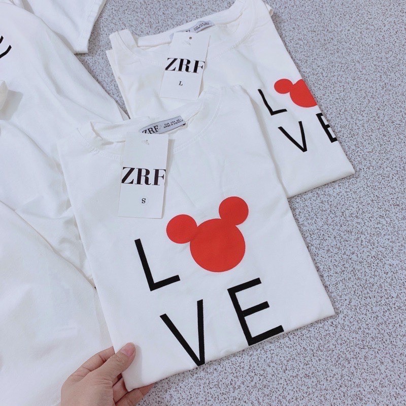 ÁO ĐÔI MICKEY LOVE TIM ĐỎ MÀU TRẮNG NAM NỮ