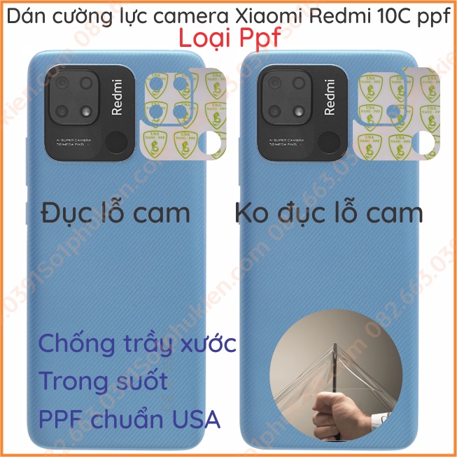 Dán bảo vệ camera Xiaomi Redmi 10C / Redmi 10A loại nano, ppf