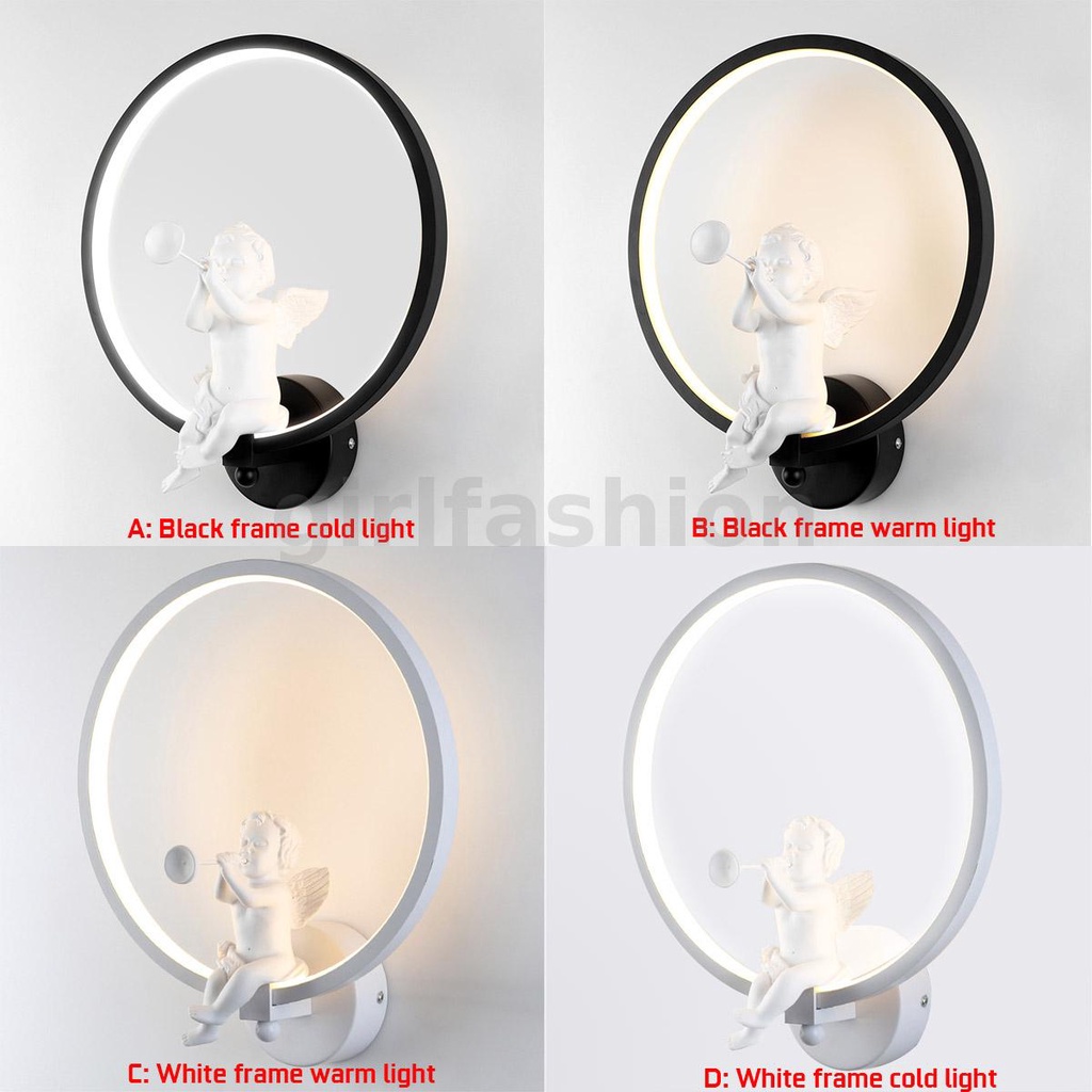 Đèn LED Tròn Gắn Tường Hình Thiên Thần Bằng Acrylic 30cm Phong Cách Bắc Âu Hiện Đại Dành Cho Trang Trí Nhà Cửa