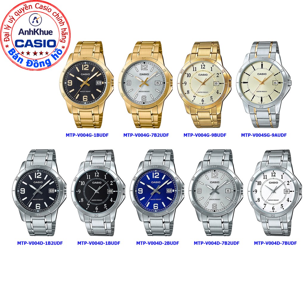 Đồng hồ nam Casio MTP-V004 MTP-V004D MTP-V004G MTP-V004SG dây thép bảo hành 1 năm ch