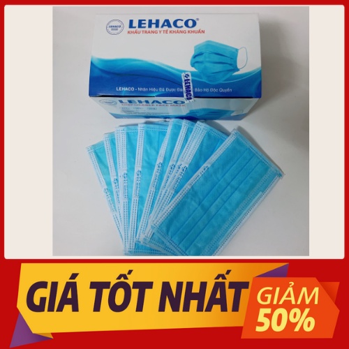 Khẩu trang y tế kháng khuẩn Lehaco - Hộp 5 túi = 50 cái | BigBuy360 - bigbuy360.vn