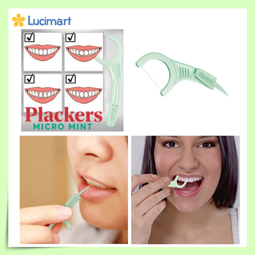 Tăm Chỉ Nha Khoa Plackers Micro Mint Dental Floss Picks [Hàng Mỹ-Giá Tốt]