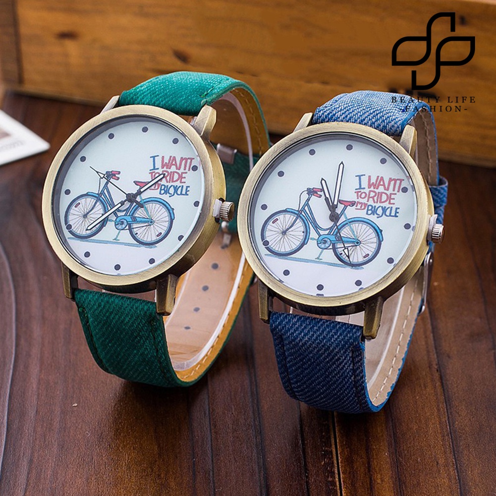 BEA™ Unisex Retro Bicycle Canvas Band No Round Dial Quartz Wrist Watch