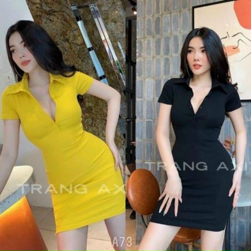 [RẺ VÔ ĐỊCH] Đầm body trơn cổ bẻ gài nút | BigBuy360 - bigbuy360.vn