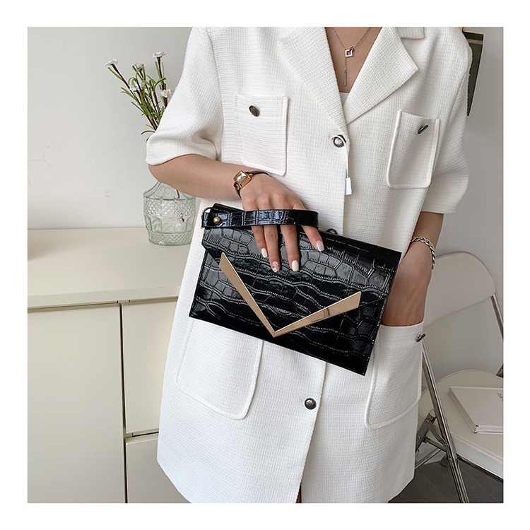 Túi Đeo JASMIN NOIR Chéo Nắp Gập Họa Tiết Da Cá Sấu Có Khóa Cho Nữ