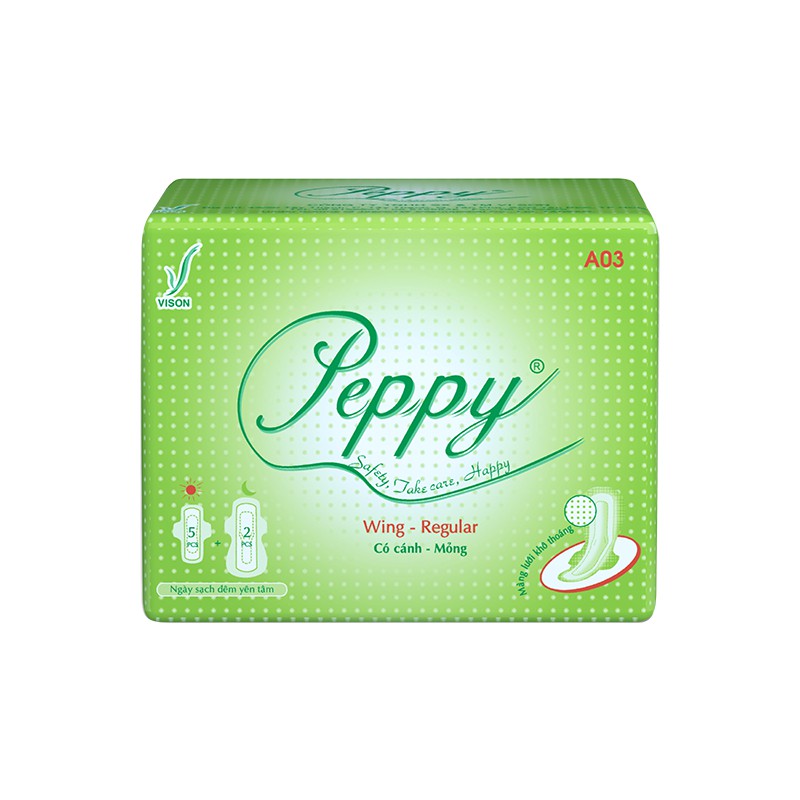 [HOT] Băng vệ sinh PEPPY A03 lưới siêu thấm, mỏng cánh kết hợp 5 miếng ngày+ 2 miếng đêm-Combo 3 gói