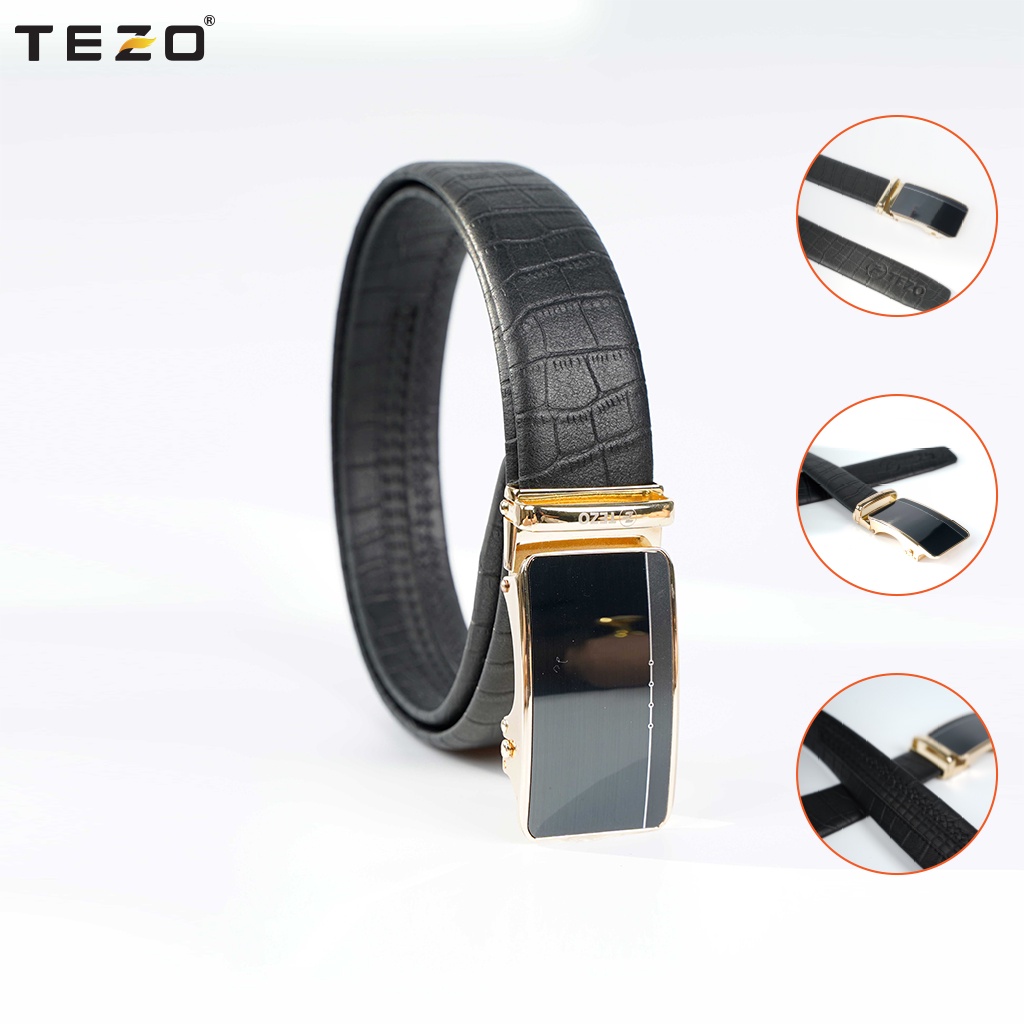 Thắt lưng nam TEZO, dây da nam công sở được làm từn 100% da bò cao cấp mặt vuông kim loại 469