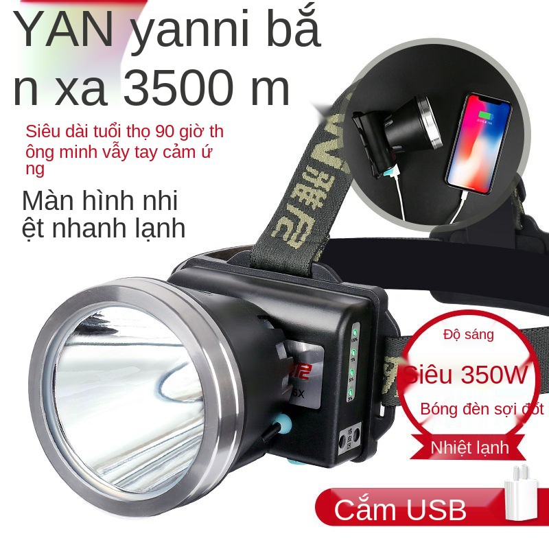 Đèn pha Yani 726led Ánh sáng mạnh có thể sạc lại pin gắn trên đầu tầm xa siêu ngoài trời của thợ mỏ thời lượng c