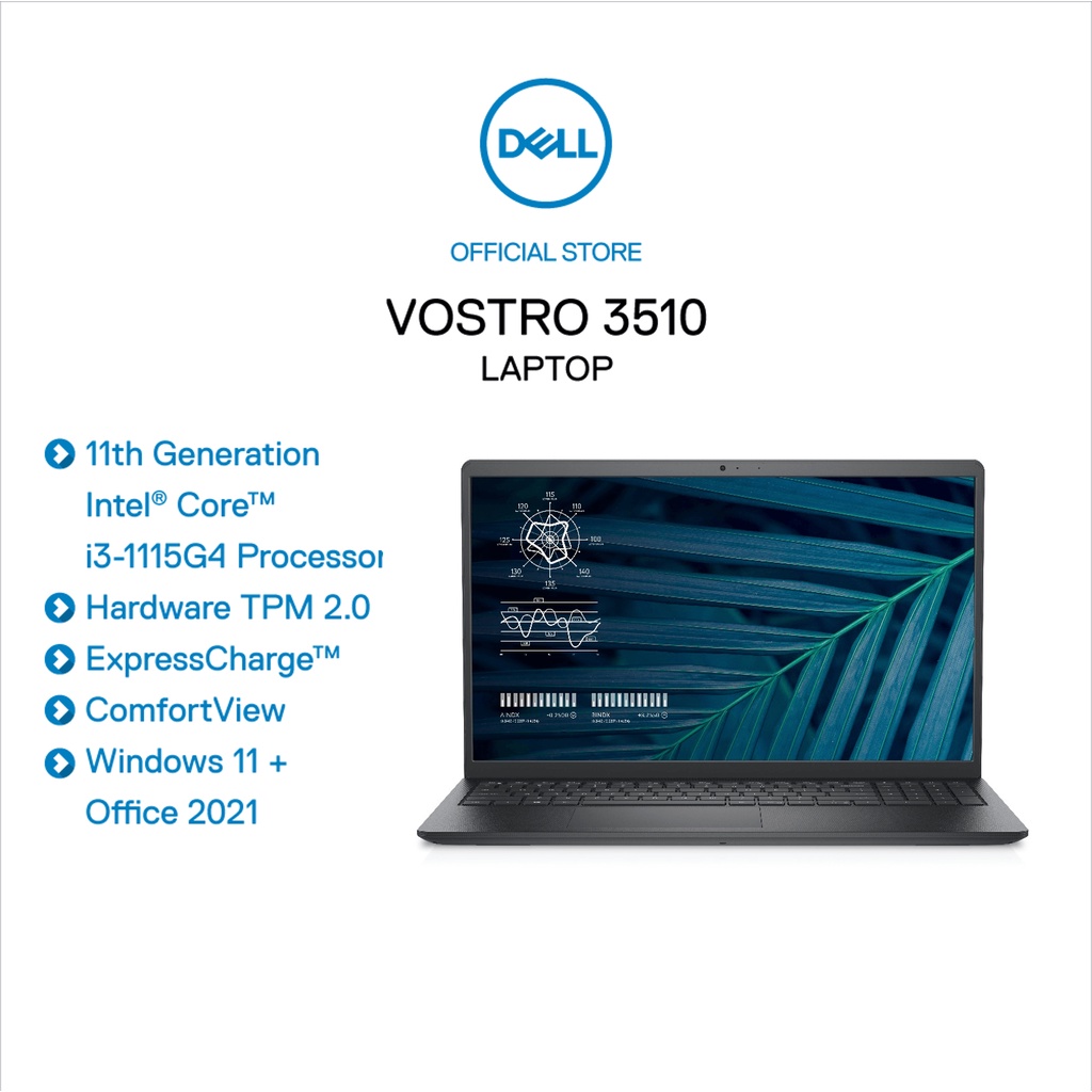 [Mã ELMALL500 giảm 10% đơn 500K] Laptop Dell Vostro 3510 i3-1115G4, 8GB, 256GB, 15.6&quot;FHD, W11SL+Office2021 (V5I3305W)