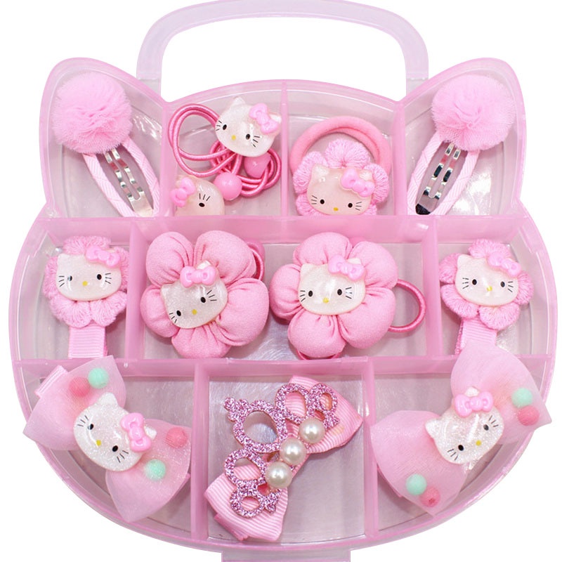 Hộp Phụ Kiện Tóc Co Giãn Hình Hello kitty Cho Bé Gái