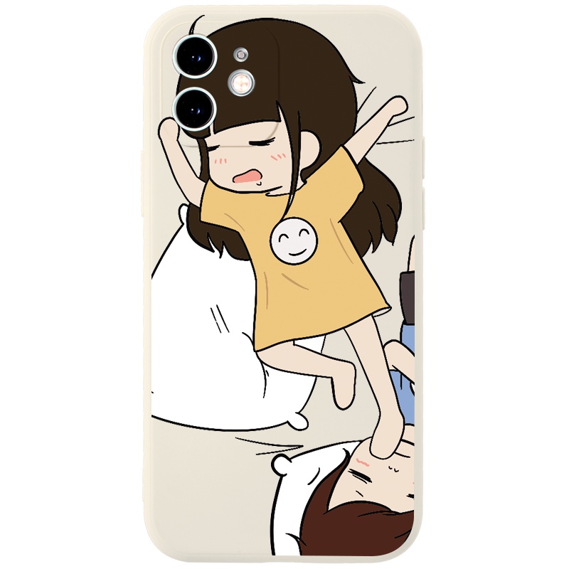 Ốp lưng JURSUE hoạt hình cặp đôi dễ thương đẹp cho iPhone 13 12 11 Pro Max SE 2020 X XR XS 8 7 ip 6S 6 Plus kute Y1817