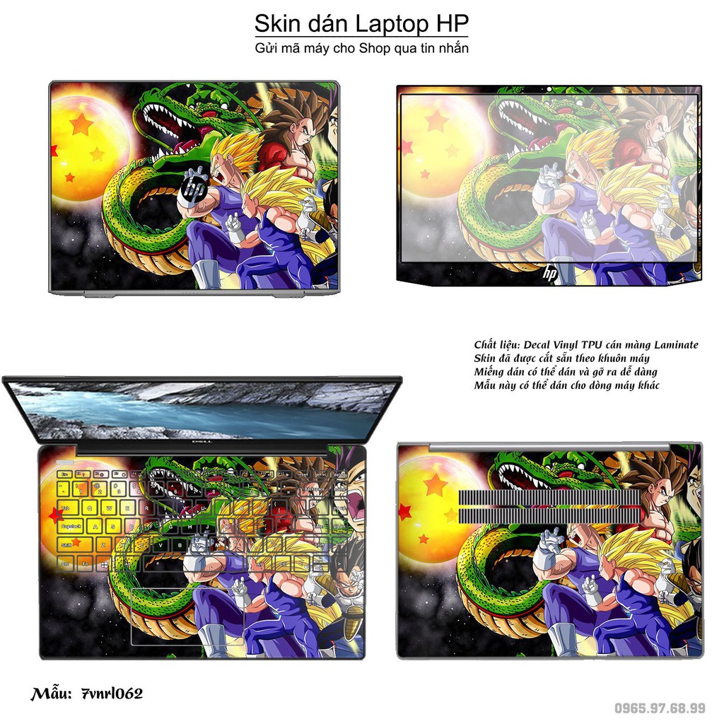 Skin dán Laptop HP in hình Dragon Ball (inbox mã máy cho Shop)