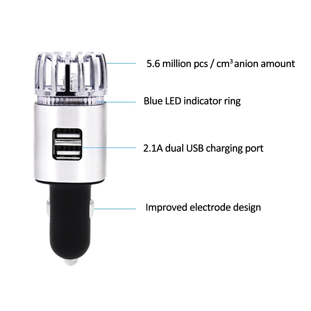 Máy Lọc Không Khí 2 Trong 1 Kết Nối Usb Cho Xe Hơi