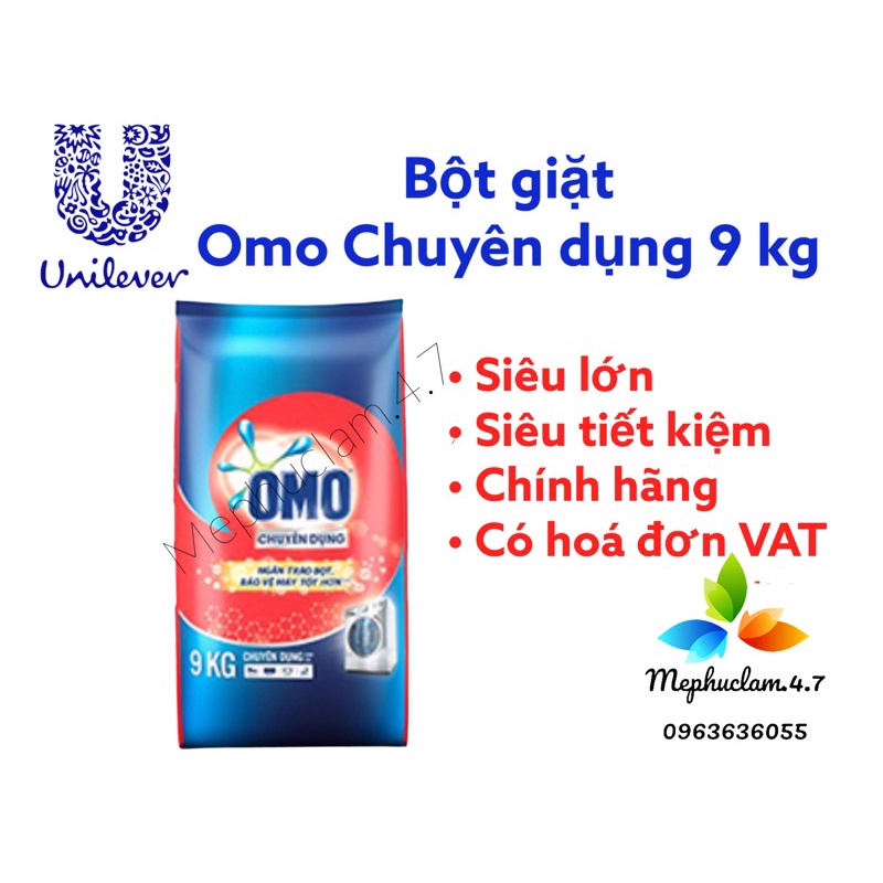 Bột giặt Omo chuyên dụng gói lớn 9kg siêu tiết kiệm cho khách sạn, nhà hàng, tiệm giặt là, bệnh viện, trường học...