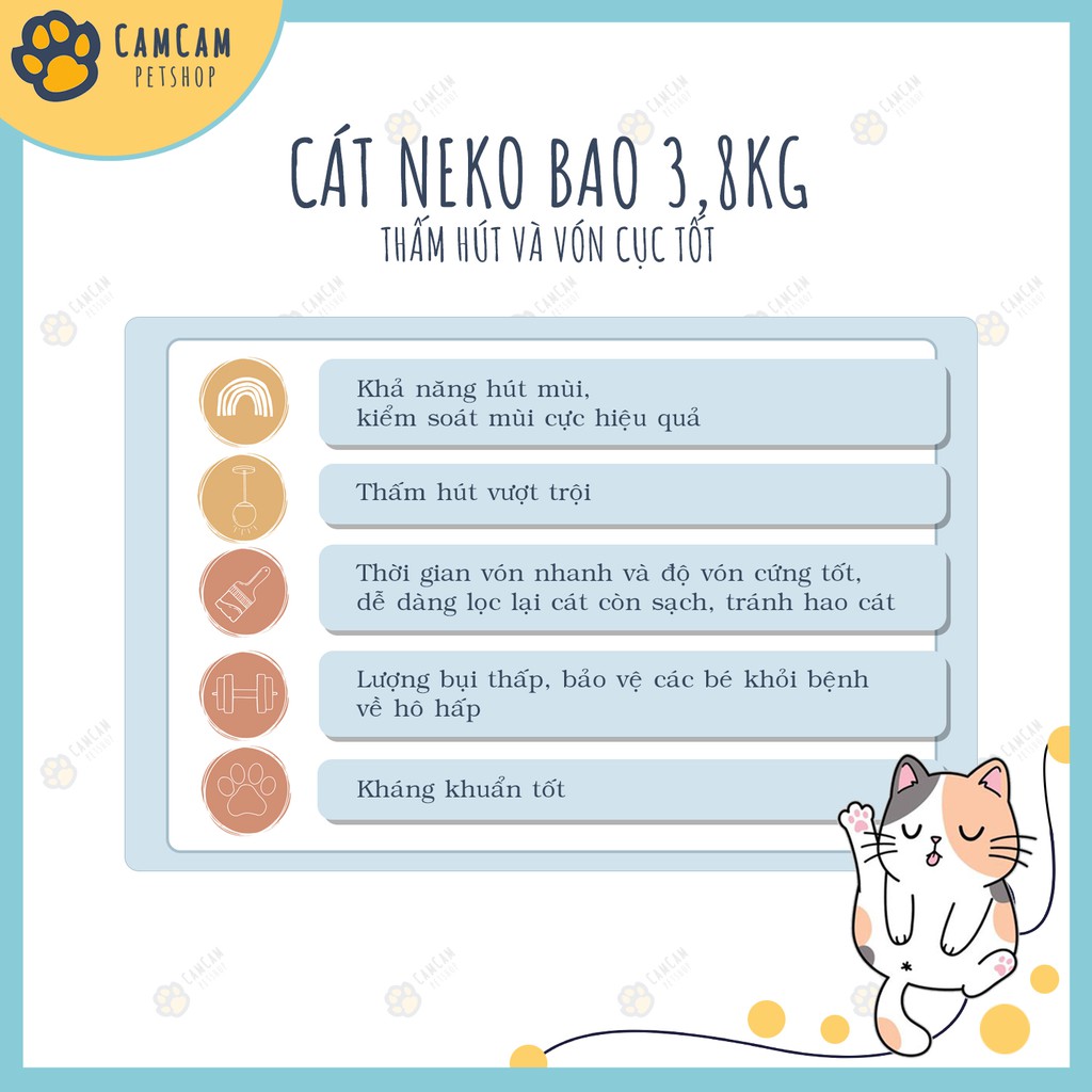 Cát vệ sinh cho mèo Neko Bao 3,8kg - Cát mèo nhiều mùi hương