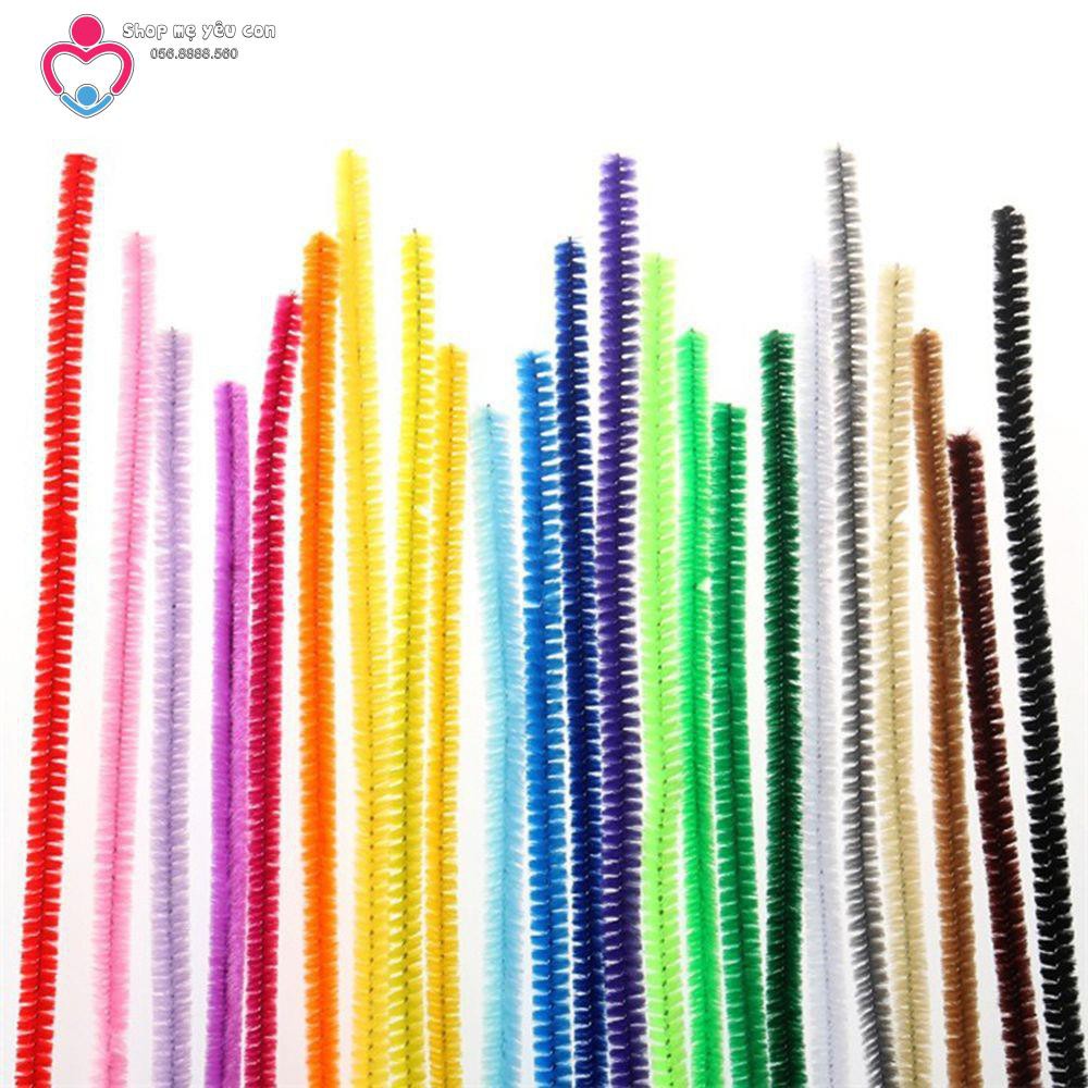 Bộ 100 dây kẽm lông nhung nhiều màu sắc tiện dụng 30cm
