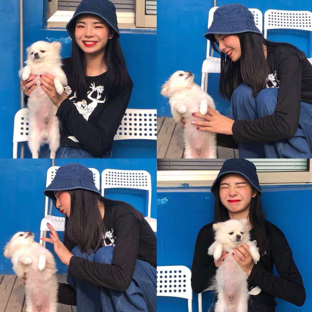 Mũ bucket denim trơn mẫu mới