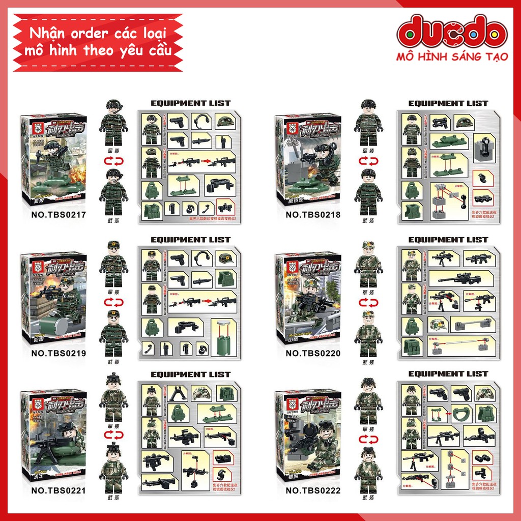 Biệt đội 6 lính đặc nhiệm trang bị tối tân nhất - Đồ chơi Lắp ghép Mini Minifigures Army SWAT TBS 17-22 Mô hình