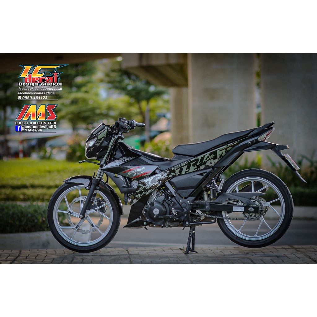 TEM RỜI Satria F150 mẫu xám đen - không bay màu - chuẩn form xe