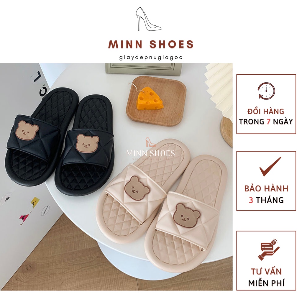 Dép gấu ulzang đế trần chỉ 2 màu cute Minn Shoes (D55)