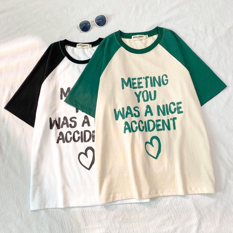 Áo Thun Tay Lỡ Raplang Unisex MEETING màu TRẮNG/KEM  /Nam nữ unisex/ Áo phông nam cổ tròn form rộng Jaystoree