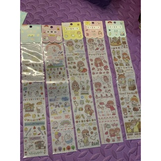 Tấm sticker dài cô gái + gấu đáng yêu