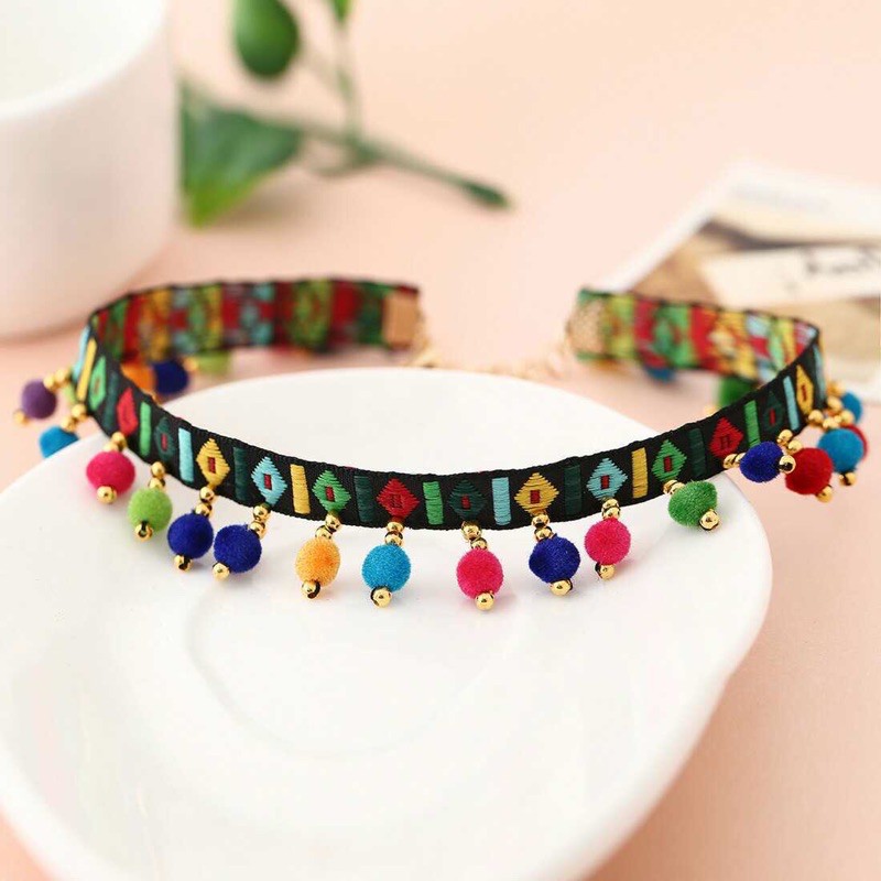 Choker boho hạt nhiều màu - choker thổ cẩm