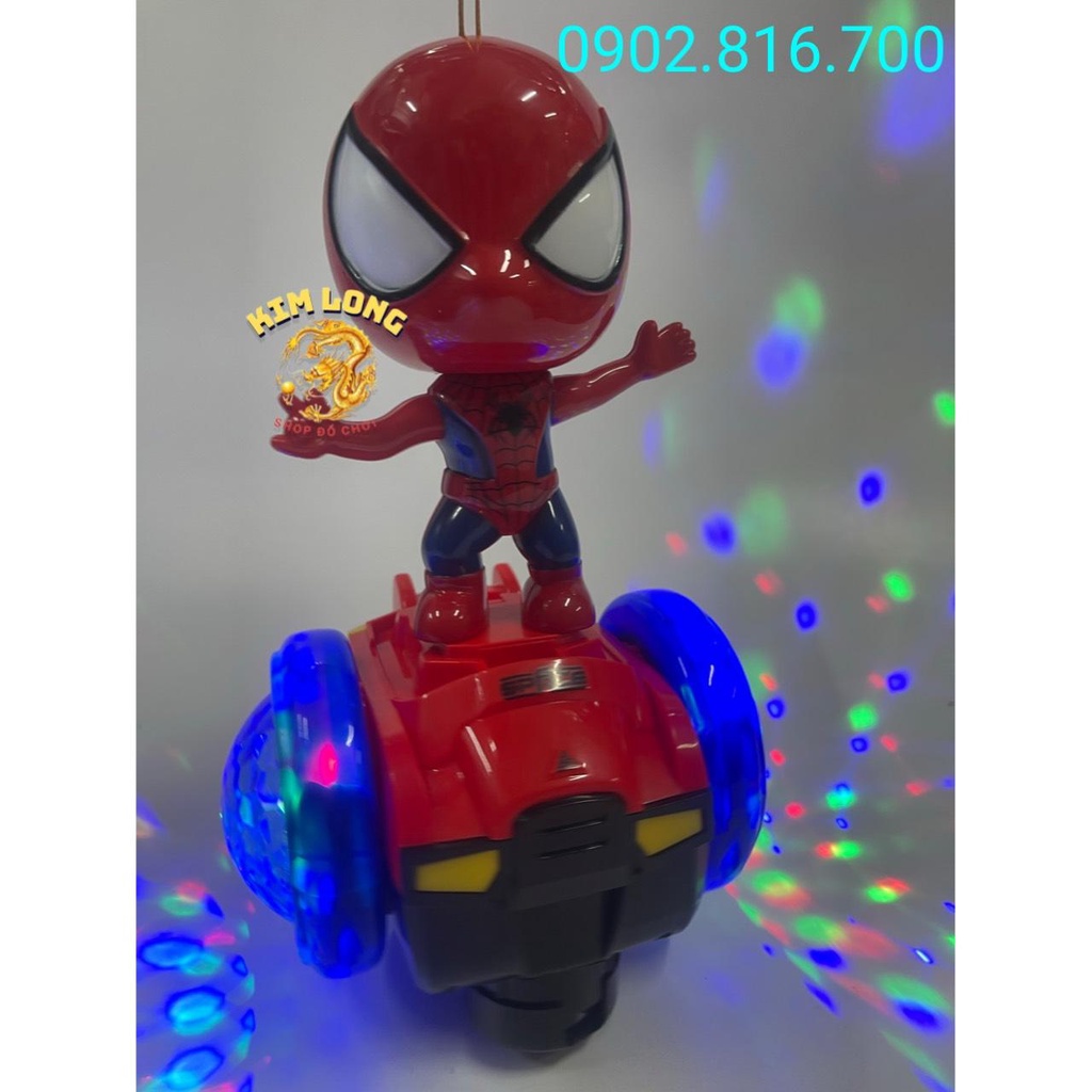 Đồ chơi lồng đèn siêu nhân nhện Spiderman đứng xe cân bằng cho bé trai tặng kèm pin quà tặng trung thu cho bé