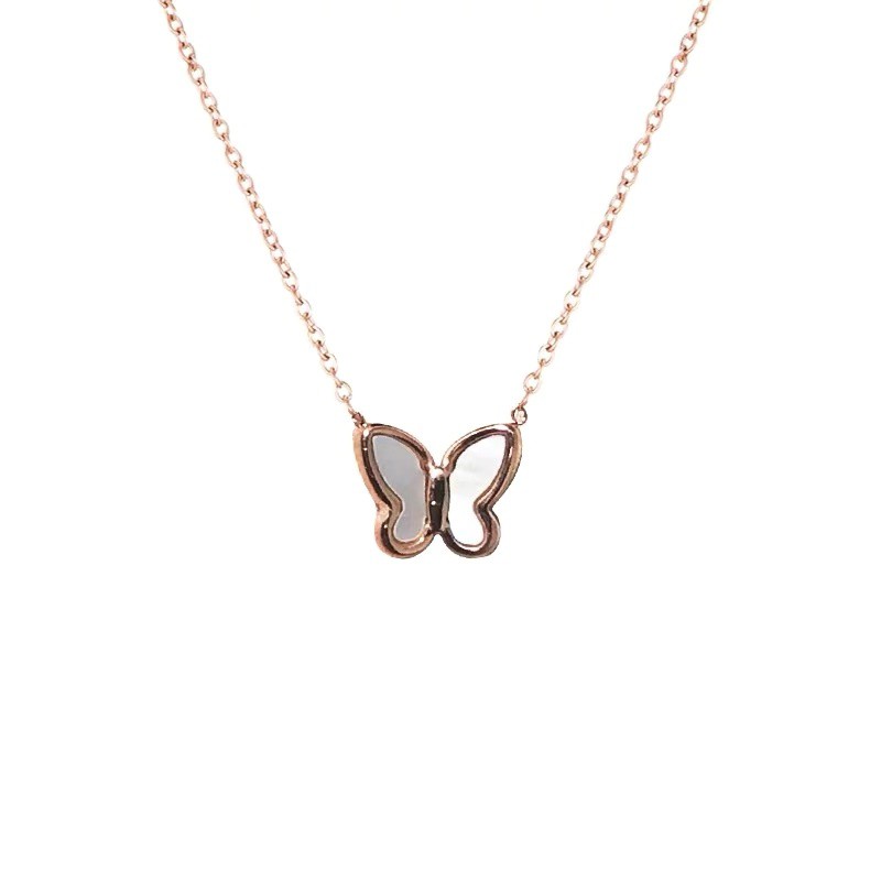Dây Chuyền Mạ Vàng Hồng 18K Mặt Hình Bươm Bướm